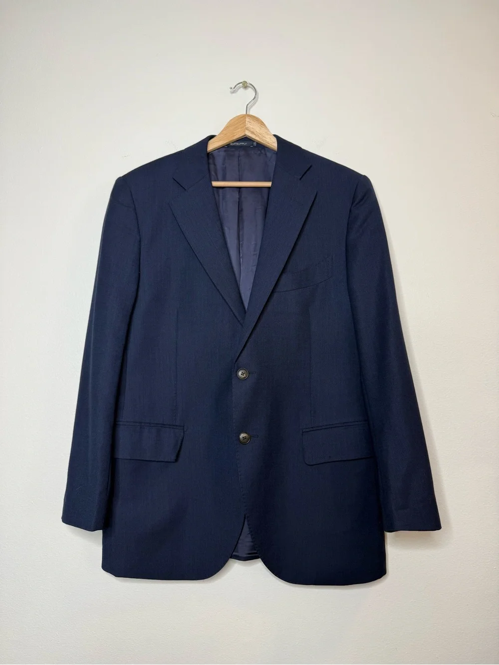 Suit Supply Lazio Single Breasted Slim Cut 100% Reda Wool Navy Blue Sport Coat
